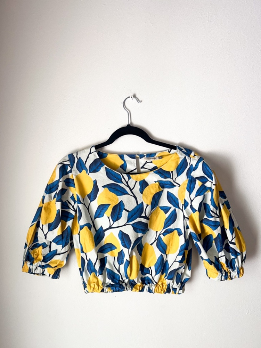 Maude Vivante Lemon Puff Sleeve Crop Top 100% Cotton | Mediterranean Cottagecore